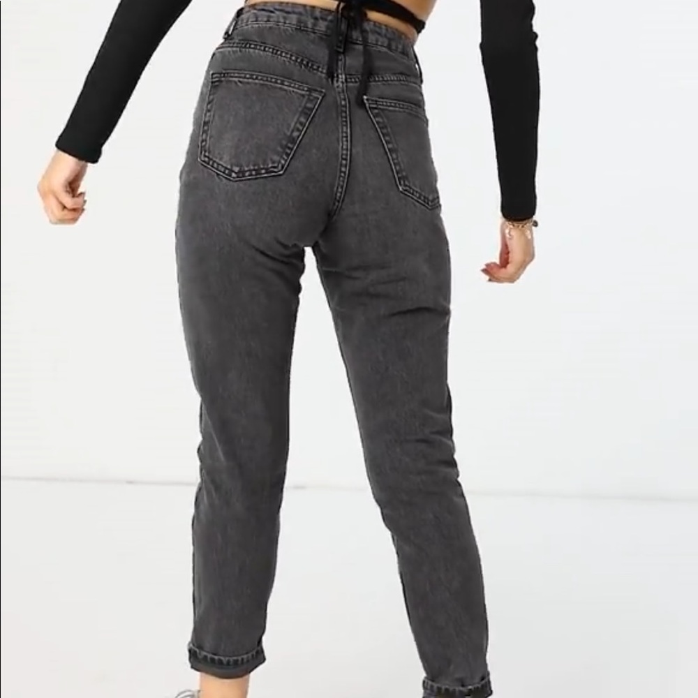 Topshop Mom Jeans in Washed Black